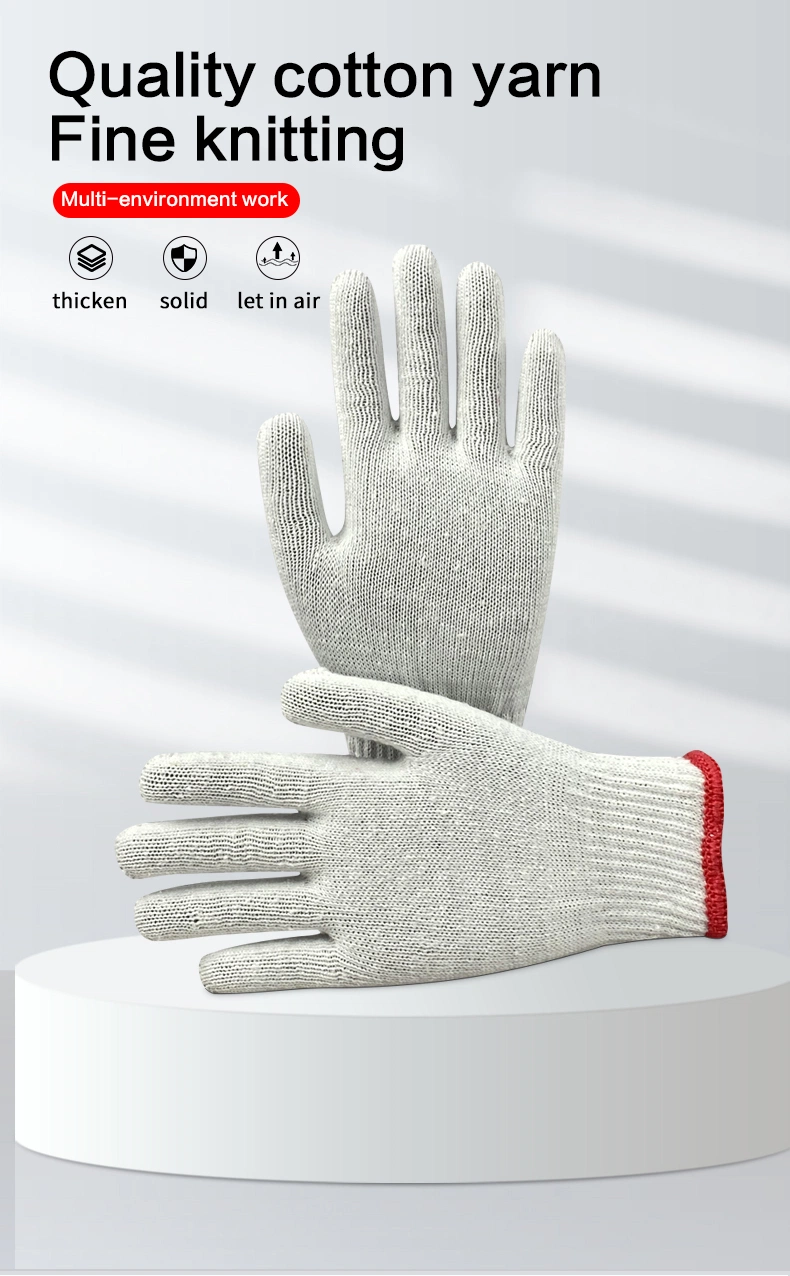 China Wholesale 7/10guage White Cotton Knitted Guante Safety Work Gloves for Construction