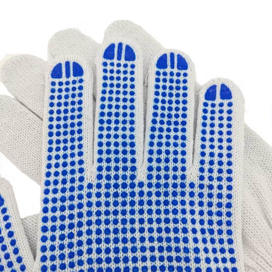 Logotipo personalizado PVC punteado/guante de puntos Guantes de trabajo Guantes de trabajo de seguridad Guantes tejidos de algodón