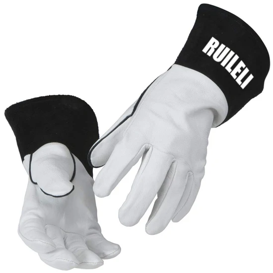 Guantes de soldadura TIG de argón de cuero de seguridad láser con ajuste de Kevlar y durabilidad de cuero de cabra