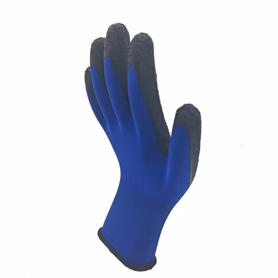 Factoryshop En388 10g Forro de punto de algodón Látex Arrugado / Arrugas Recubierto de agarre Seguridad en la construcción Trabajo Trabajo Industrial Jardín Guantes de trabajo