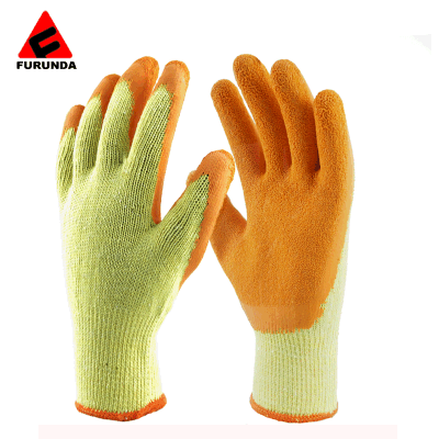 Guantes de trabajo recubiertos de látex de alta resistencia con agarre antideslizante para construcción al por mayor de protección de manos de látex antiarrugas de seguridad Industrial